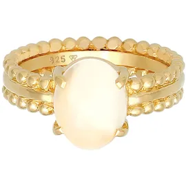 ELLI PREMIUM Fingerring ELLI PREMIUM "Mondstein Edelstein Oval Elegant 925 Silbe" Gr. 58, gold, Fingerringe, Damen, 58mm,mit Steinen, Silber 925 (Sterlingsilber), Fingerring