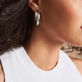 Fossil Creolen-Ohrringe Harlow Linear Texture für Damen Edelstahl,