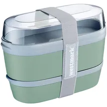 Westmark Lunchbox Maxi – Praktische Box mit Fächersystem im Bento Stil 760 ml, 830 ml und 425 ml Behälter für Meal Prep, Schule und Büro, Made in Germany – mint-grün