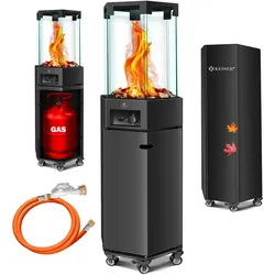 KESSER® Heizstrahler Gas Terrassenheizstrahler Gasheizungen Gasheizstrahler Gasheizer inkl. Schutzhülle Outdoor-Heizung Mobiler Heizpilz Flammenheizer, Pyramide Terrassenheizer , mit Bodenrollen