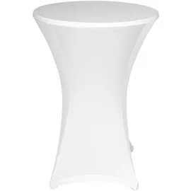 TexDeko 2er-Set Stretch Stehtischhusse für Bistrotisch Ø 70-75 cm Weiß | strapazierfähig verstärkte Fußtaschen bügelfrei waschbar