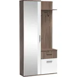 WFL GROUP Nex Garderobenschrank 97x195x30 cm Trüffel Eiche/Weiß