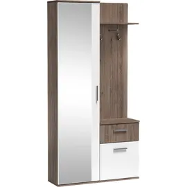 WFL GROUP Nex Garderobenschrank 97x195x30 cm Trüffel Eiche/Weiß