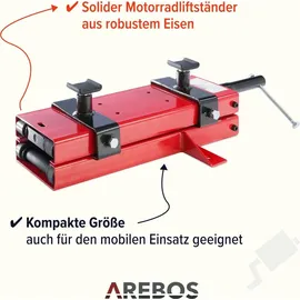 Arebos Motorradheber, Motorrad Hebebühne, Wagenheber, 500kg, Rot, Spindelantrieb, 95 bis 375 mm Höhenverstellbar