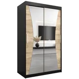 abiks möbel Schwebetürenschrank MONACO 120 x 200 x 62 cm Schwarz