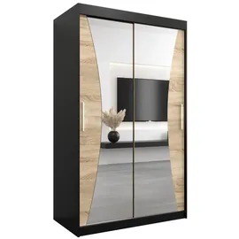 abiks möbel Schwebetürenschrank MONACO 120 x 200 x 62 cm Schwarz