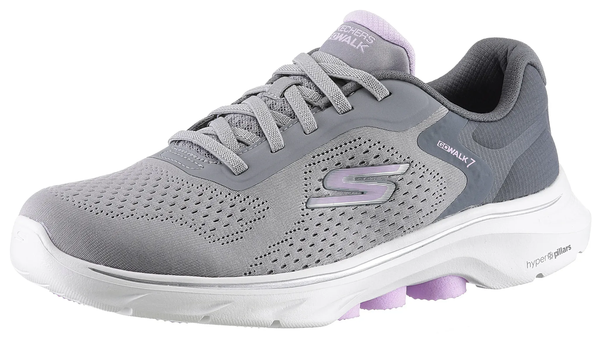 Sneaker SKECHERS "GO WALK 7-COSMIC WAVES" Gr. 39, lila (grau, lavendel) Damen Schuhe Sneaker mit Air-Cooled Memory Foam, Freizeitschuh, Halbschuh, Schnürschuh