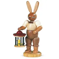 Müller GmbH Müller Erzgebirge Hase mit Vogelkäfig natur klein