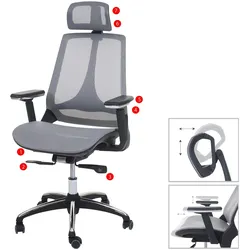 Mendler Bürostuhl HWC-A59, Schreibtischstuhl, Sliding-Funktion Stoff/Textil ISO9001 ~ grau/grau