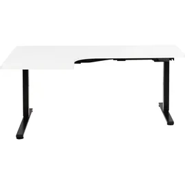 Beliani Eckschreibtisch elektrisch höhenverstellbar DESTINES Weiß / Schwarz 160 cm 109 cm linksseitig