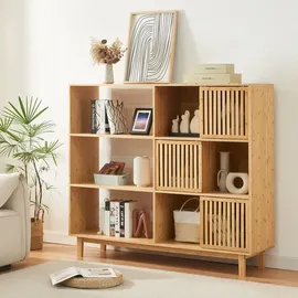 [en.casa] Bücherregal Ypäjä 128 x 147 x 39 cm Beige