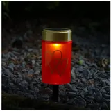 MARELIDA LED-Kerze LED Solar Grablicht Grabkerze Herz Grableuchte H: 12cm rot Lichtsensor (1-tlg) rot