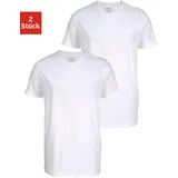 JACK & JONES T-Shirt - JACBASIC V-NECK TEE, Kurzarm, einfarbig, Baumwolle Weiß M