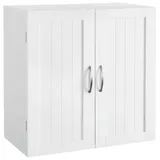 VASAGLE Wandschrank, Hängeschrank, Badezimmerschrank, Wandmontage, Medizinschrank mit höhenverstellbarer Regalebene, Badschrank, Doppeltür, weiß