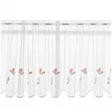 SCHÖNER LEBEN. Stoff Scheibengardinen Meterware nähfrei Stickerei weiß lachsrosa 45cm Höhe, bestickt rosa|weiß