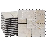 MCW Steinfliese K70 Bodenfliese Steckfliese Balkon/Terrasse Naturstein 11x Je 30x30cm - 1m2 Weiß