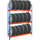 PROREGAL Reifenregal Tiger XL | HxBxT 200x150x45 cm | 300kg Fachlast | bis zu 18 Reifen (205/55 R16) | Blau/Orange | Werkstattregal, Lagerregal, Kellerregal