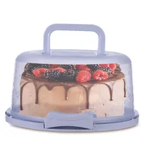 Kuchenbox Rund Ø 22cm, Kuchen Transportbox Rund Mit Deckel Und Tragbarer, Kuppelförmiger, Wiederverwendbarer, Luftdichter Behälter, Transparent, Tragbarer Kuchenbehälter Mit Verschlussschnalle
