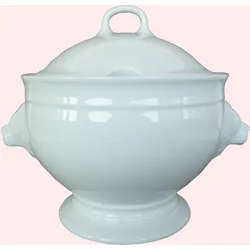 Servierschüssel VAN WELL, weiß, B:28cm H:23cm L:22cm, Porzellan, Schüsseln, Löwenkopfterrine, 2,7 Liter