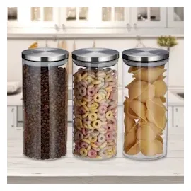 Relaxdays Vorratsdosen 22,0 cm hoch transparent 1,3 l, 3 St.