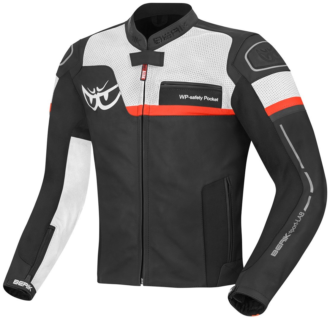 Berik Sportivo Motorfiets lederen jas, zwart-wit-rood, 50
