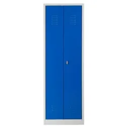 PROREGAL Garderobenspind Camel | 2-Fächer & 1-Schloss| HxBxT 180x60x50 cm | Vorhängeschloss | Grau-Blau