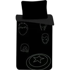AC-Deco Avengers Glow in the dark Schwarz/Rot/Blau/Grün 140 x 200 cm + 70 x 90 cm
