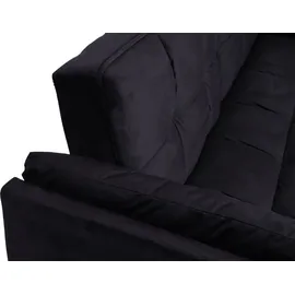 Mendler Schlafsofa HWC-K18 mit Ottomane, Couch Sofa Gästebett, Schlaffunktion 218x175cm Samt schwarz