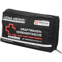 Leina-Werke 11062 KFZ-Verbandtasche Compact Ecoline mit Warnweste und Klett, Schwarz/Weiß/Rot