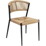METRO Professional Gartenstuhl Lario, Aluminium/PE Rattan, 53 x 60 x 78 cm, Stapelbar, Wetterfest, 150 kg Tragkraft, Natur/Schwarz