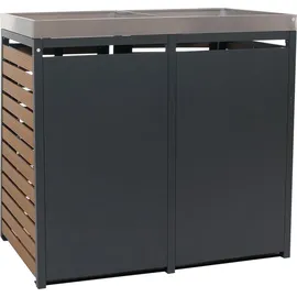 Mendler Mülltonnenverkleidung HWC-K14 124 x 134 x 84 cm teak-optik