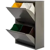 Wellhome WELL HOME MOBILIARIO & DECORACIÓN Mülleimer und Recycling, Metall, 4 x 17 l, 68 l, Grau glänzend