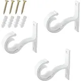 3 Pcs Gardinenstangenhalter Set weiß mit Schrauben,Edelstahl stangenhalterung,gardinenstange Halterung Wand Kleiderstangen Halterung Schrank Schrankrohr Edelstahl für Schrank.