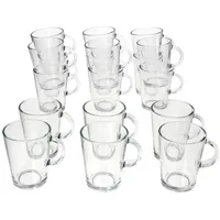 Ritzenhoff & Breker Latte-Macchiato-Glas Ritzenhoff Coredo 18x Teegläser mit Henkel 250ml H10,5cm Trink-Glas, Glas weiß