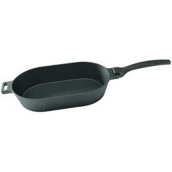 SANTOS BBQ Gusseiserne Pfanne, oval mit abnehmbarem Griff, 36 x 19 cm