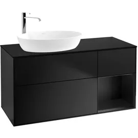 Villeroy & Boch Finion Waschtischunterschrank F932PDPD 120cm, Abdeckplatte black matt, Regale Black matt lacquer, Black matt lacquer