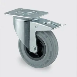 Transportrolle TENTE, drehbar mit Bremse, 160 mm, grauer Gummi