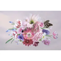 Fototapete PAPERMOON "BLUMEN ABSTRAKT-MUSTER DESIGN ROSEN BLUMEN DECOR RETRO", bunt, B:4,50m L:2,80m, Vlies, Tapeten