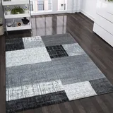 VIMODA Teppich Wohnzimmer Kurzflor Designer Teppiche in Schwarz Grau Weiß Kachel-Optik Kariert Pflegeleicht, Maße:160x230 cm
