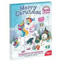 dekora - Adventskalender Schokolade | Kinder-Adventskalender Einhorn TESIA im Schnee - 50g