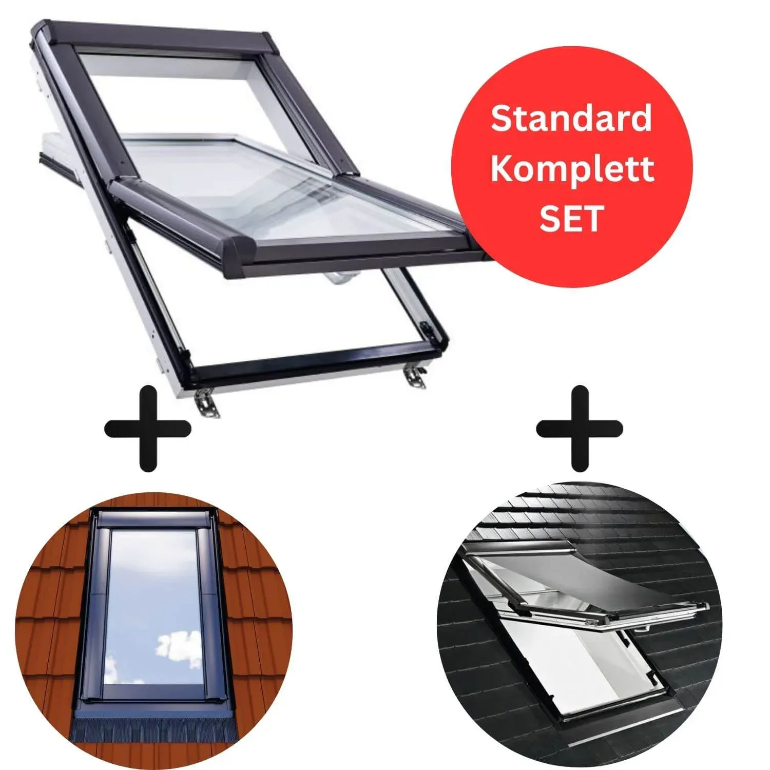 HOME4U Dachfenster Komplett-Set Kunststoff 2-fach 054/098