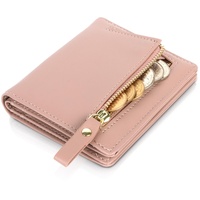moorle Damen Geldbörse, Kleines Damen Portemonnaie, rosa Leder Geldbeutel Geldbörse Münzfach Damen, Portemonnaie mit Reißverschluss Mehreren Kartenfächer für Feste Geschenk
