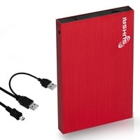 SUHSAI 1 TB Externe tragbare Festplatte 2,5 Zoll Speicher-/Sicherungslaufwerk mit USB 2.0-Speichererweiterungsfestplatte, Slim-Festplatte, kompatibel mit Mac, PC, Laptop, Desktop (Rot)