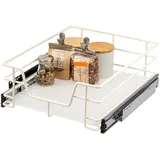 bremermann Teleskopschublade 50 cm mit Einlegeboden, Küchenschublade zum Nachrüsten, mit Teleskop-Schienen, Schrankauszug ideal für Küche, Bad & Schlafzimmer, aus Metall, (Cremeweiß)