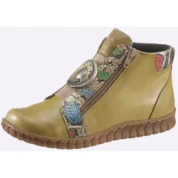 Stiefelette GEMINI, Damen, Gr. 38, grün (oliv), Glattleder, modisch, Schuhe