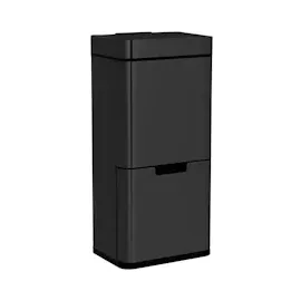 Wellhome WELL HOME Mülleimer 62 L (37 L + 25 L) Mülleimer mit 2 Fächern, automatische Öffnung mit Sensor, Edelstahl, Schwarz