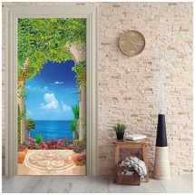 Stickerprofis Türtapete selbstklebend TürPoster - AUSBLICK AM MEER - 3D Türaufkleber Türfolie