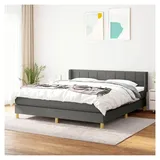 Lattenrost mit Matratze, Dunkelgrau, 160 x 200 cm, Stoff, Plattformbett, mit Lattenhalter, einfache Montage für Schlafzimmer, Erwachsene