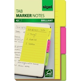 Sigel Tab Marker Notes Haftnotizen Standard farbsortiert 42 Blatt