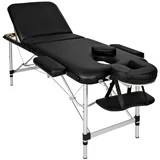 tectake® Massageliege, klappbar, höhenverstellbar, Massagetisch mit 3 Zonen, Massagebank, Kosmetikliege inkl. Zubehör Tasche, Voll- und Halbrolle, Möbel für Kosmetik, Massage, Tattoo - schwarz
